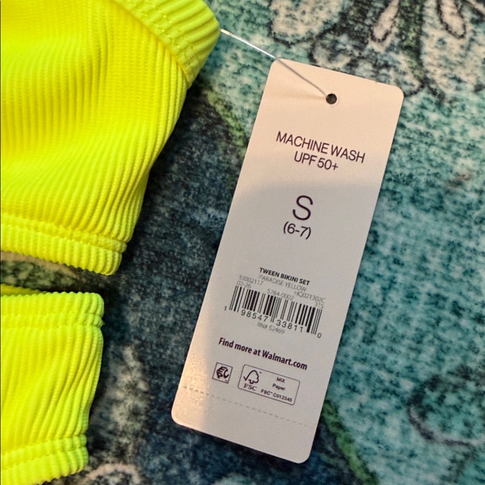 Neon Yellow Ribbed Two-Piece Bikini - Picture 3 of 4